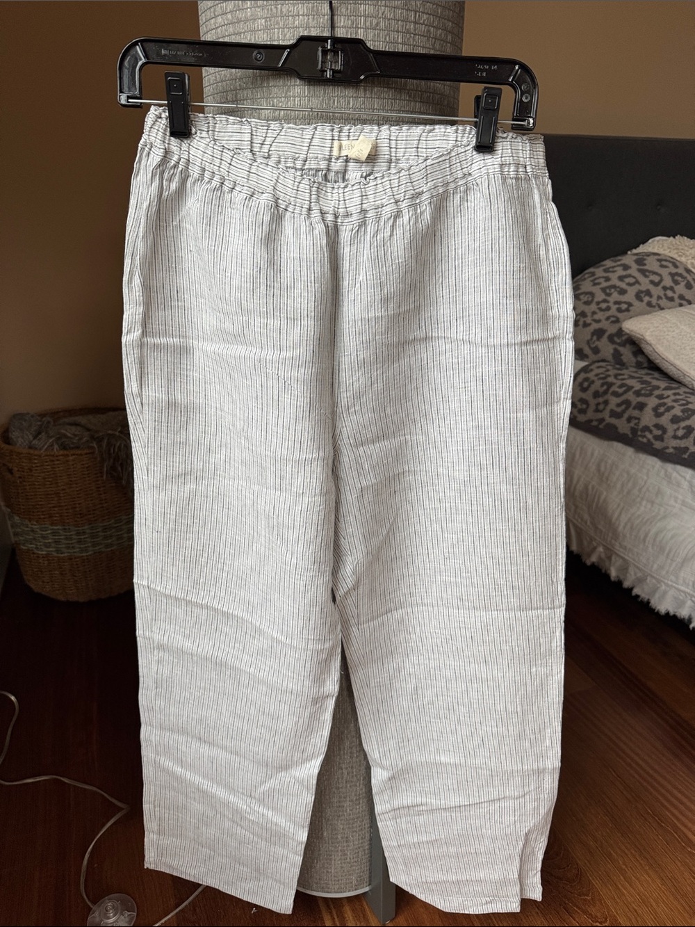 Eileen Fisher Light Gray Linen-Blend Wide Leg Pants